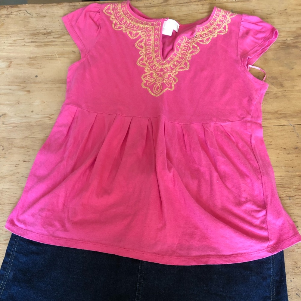 Coral Michael Kors top with gold embroidery